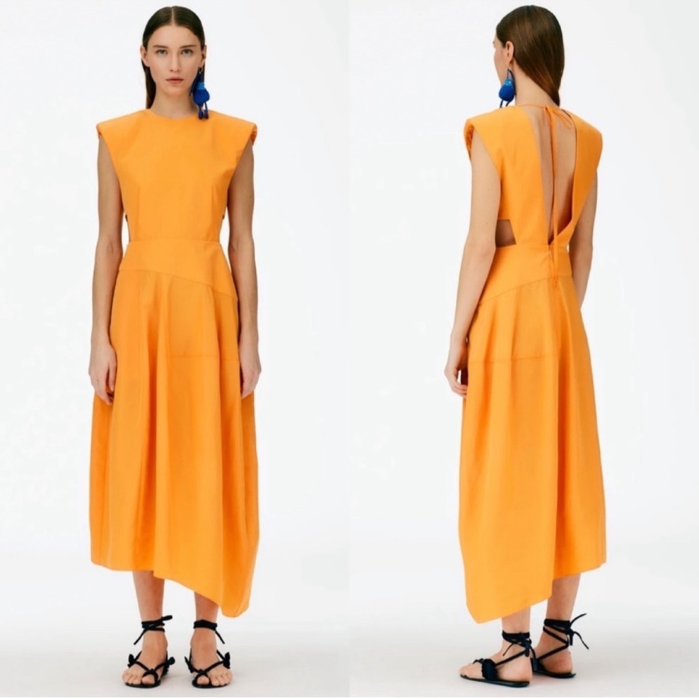 Tibi Italian Sporty Nylon Sleeveless Balloon Dress in Orange Size 8